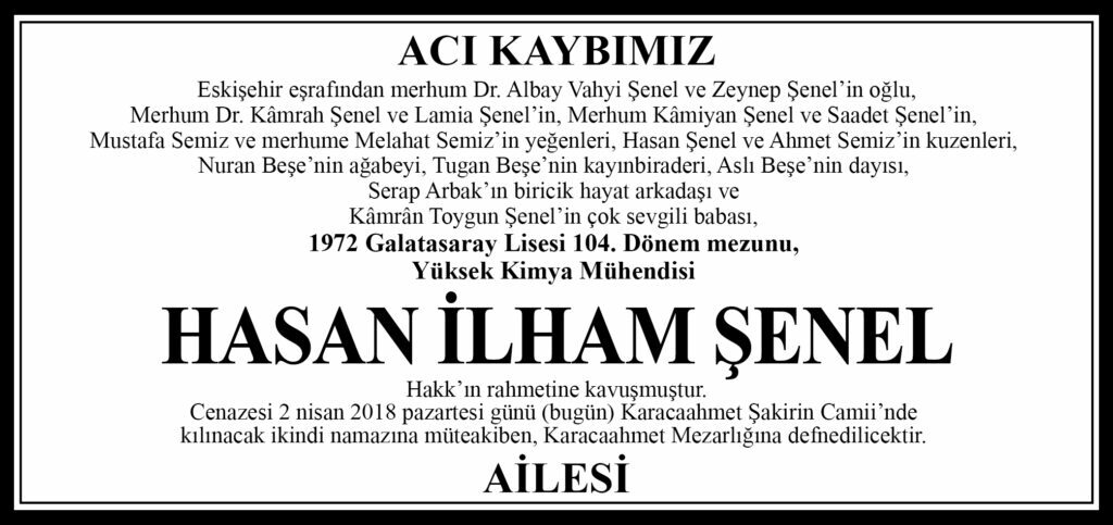 Sözcü vefat ilanı örneği