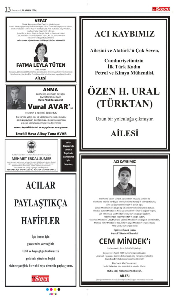 21 Aralık Vefat