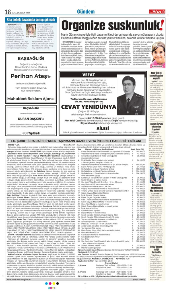 27 Aralık Vefat