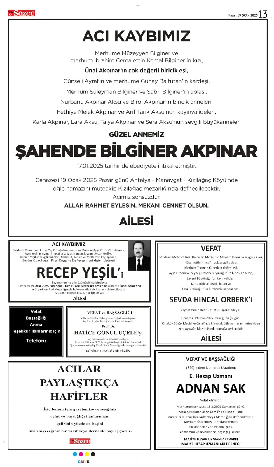 19 Ocak Vefat