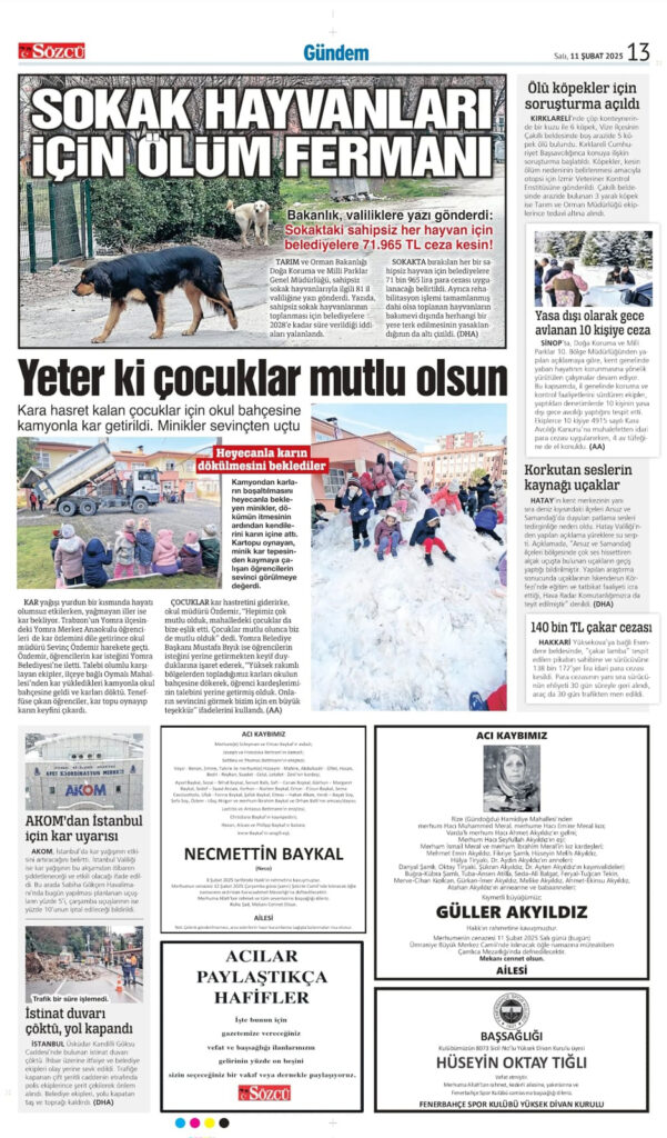 11 Şubat Vefat İlanı