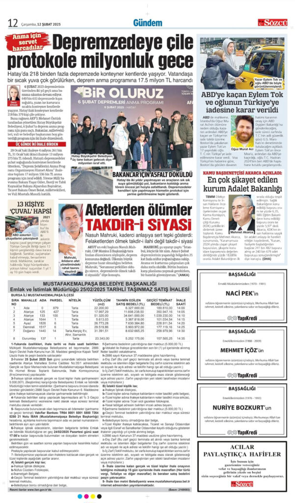 12 Şubat Vefat İlanı 1
