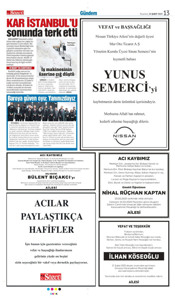 24 Şubat Vefat İlanı