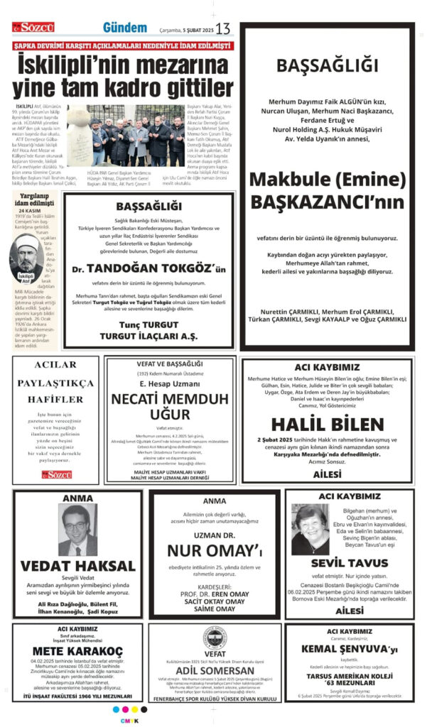 5 Şubat Çarşamba Vefat