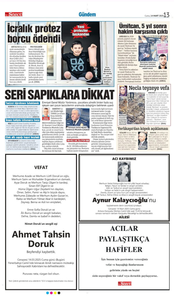 14 Mart Vefat İlanı