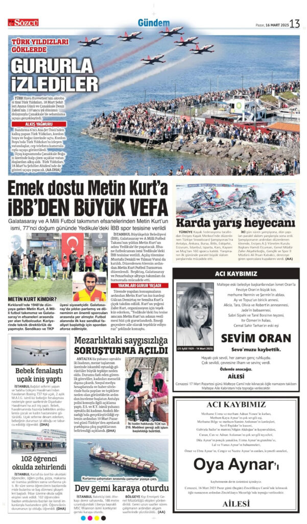 16 Mart Vefat İlanı