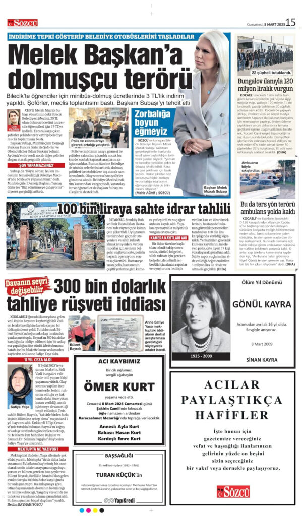 Sözcü 8 Mart Vefat İlanları