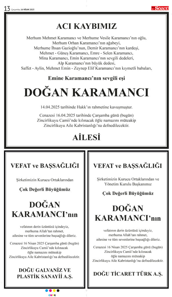16 Nisan İlanları