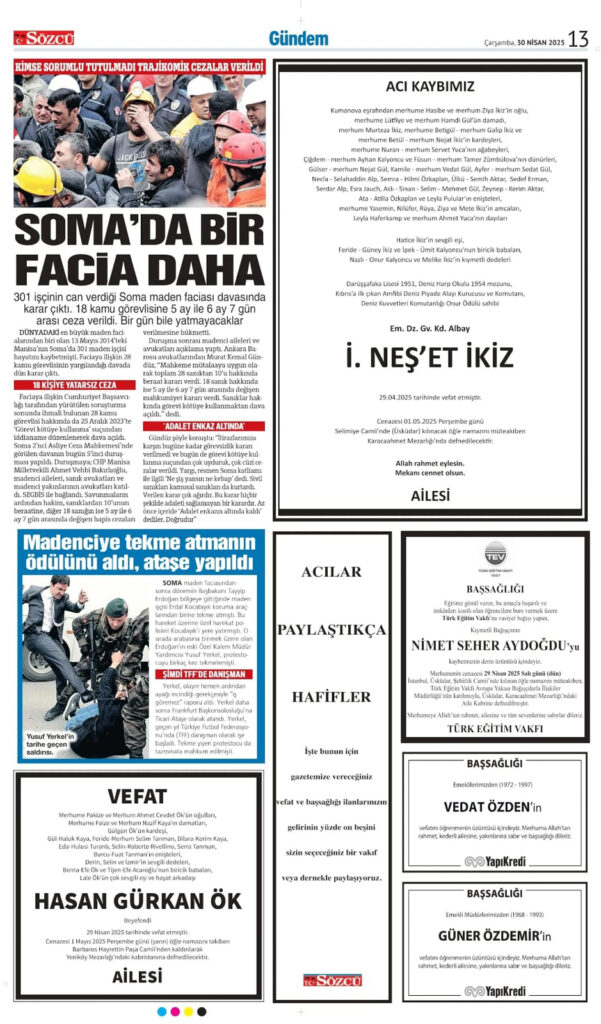 30 Nisan 2025 Vefat