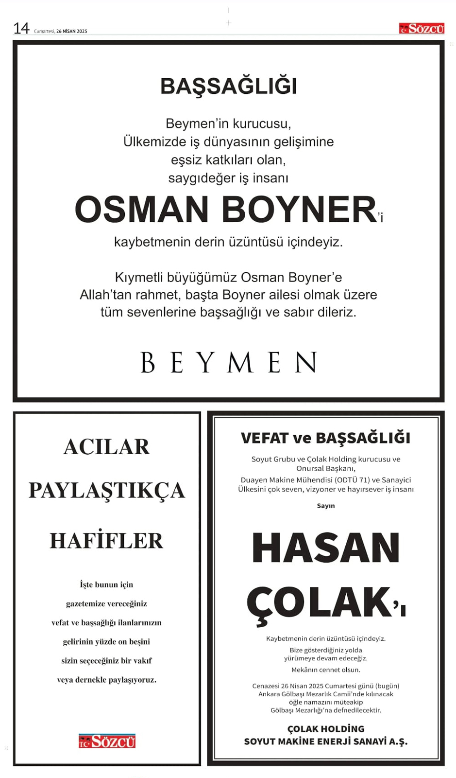 26 Nisan İlanları 2