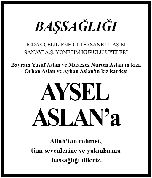 Aysel Aslan Başsağlığı