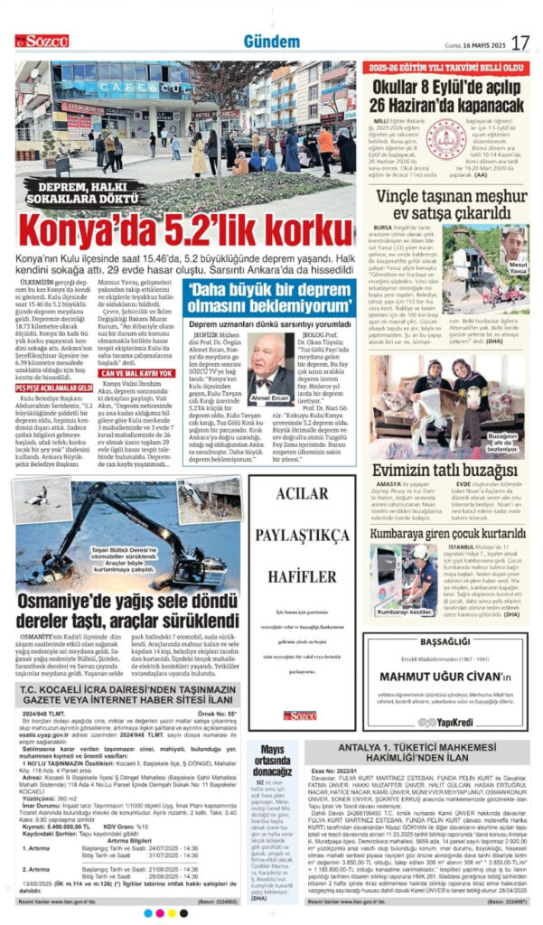 16 mayıs ilanları