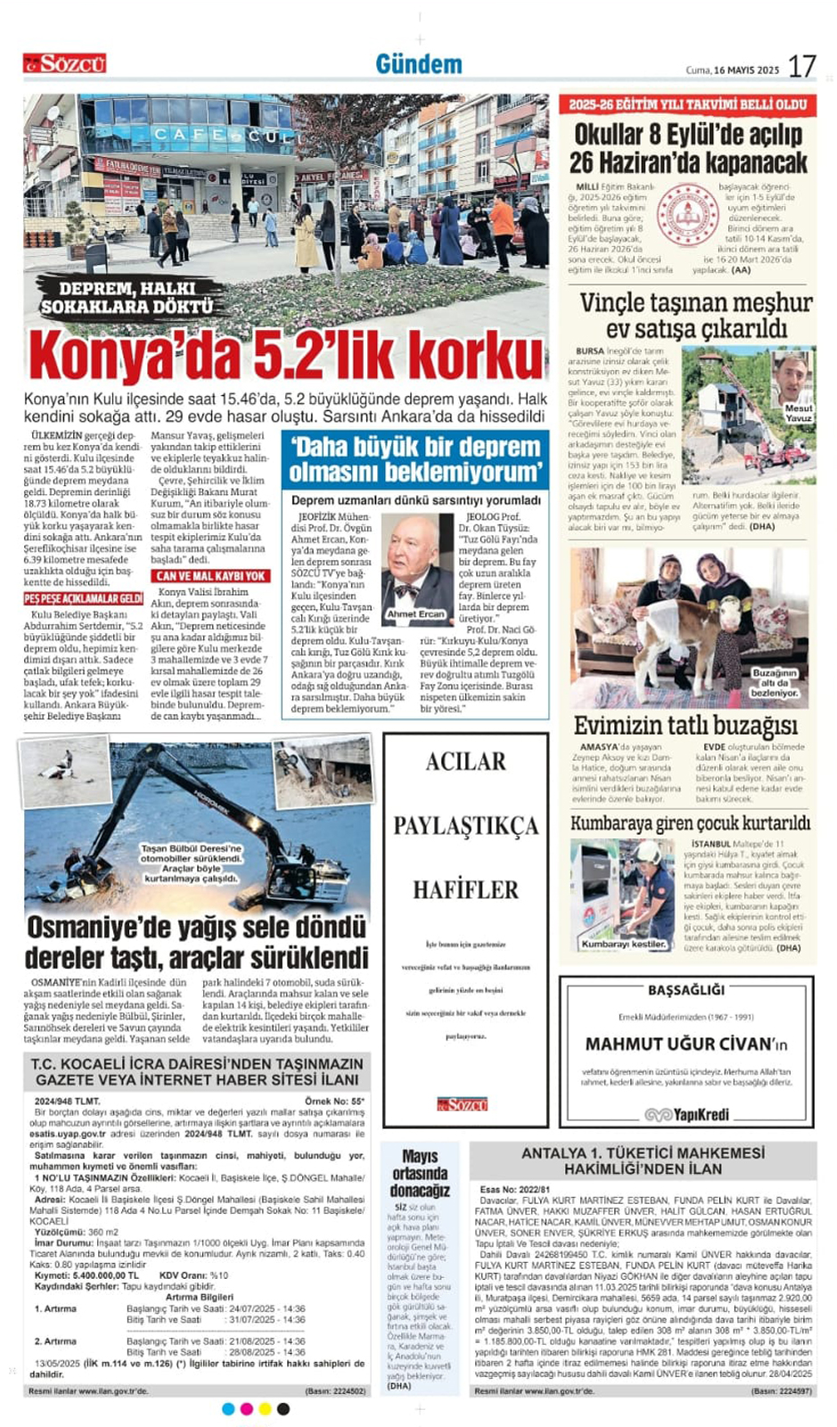 16 mayıs ilanları