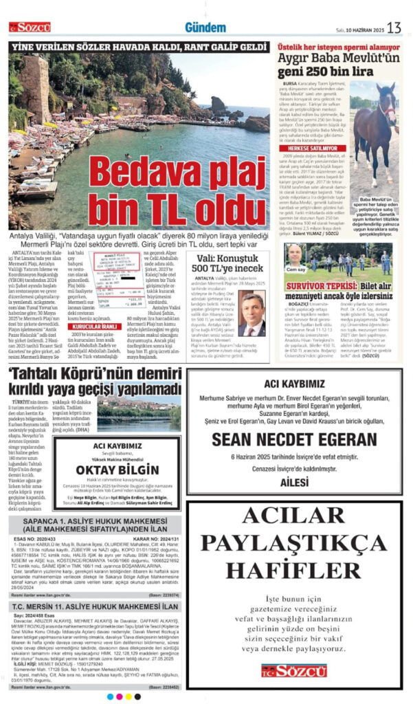 10 Haziran İlanları