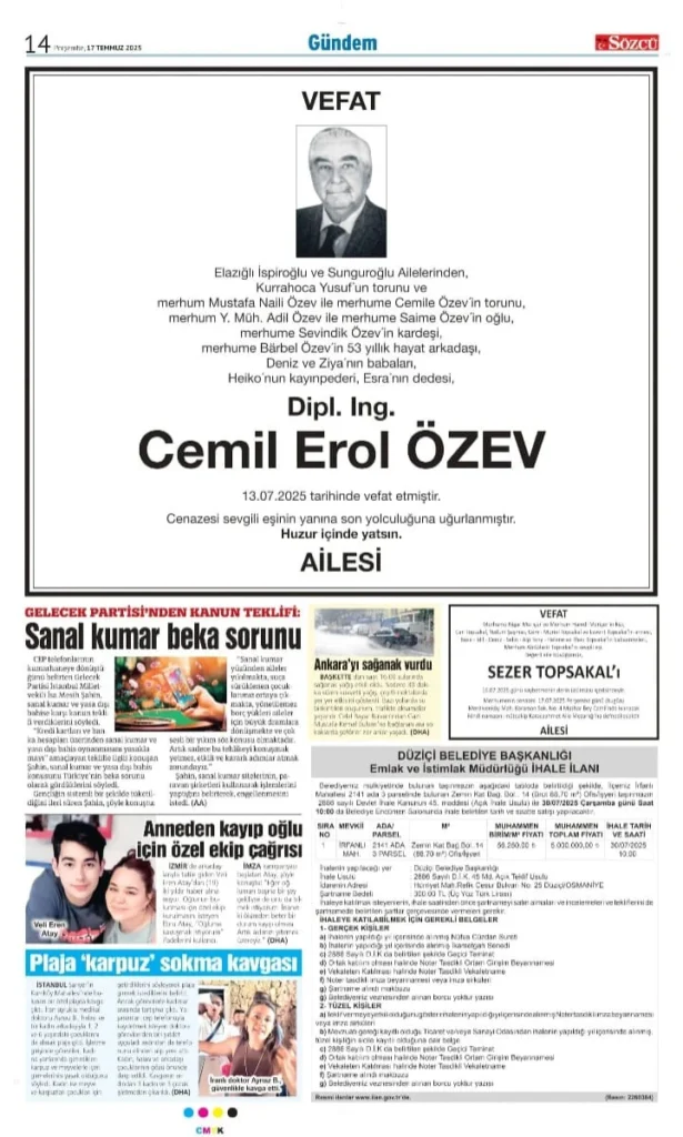 17 Temmuz İlanları