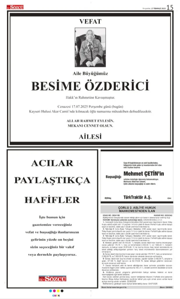 17 Temmuz İlanları 2