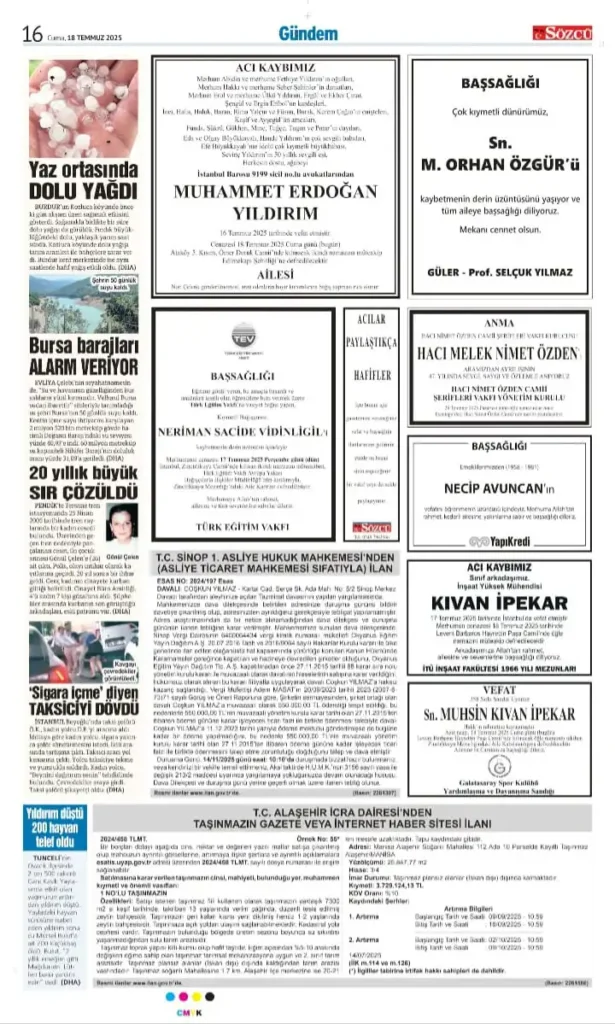 18 Temmuz İlanları 2