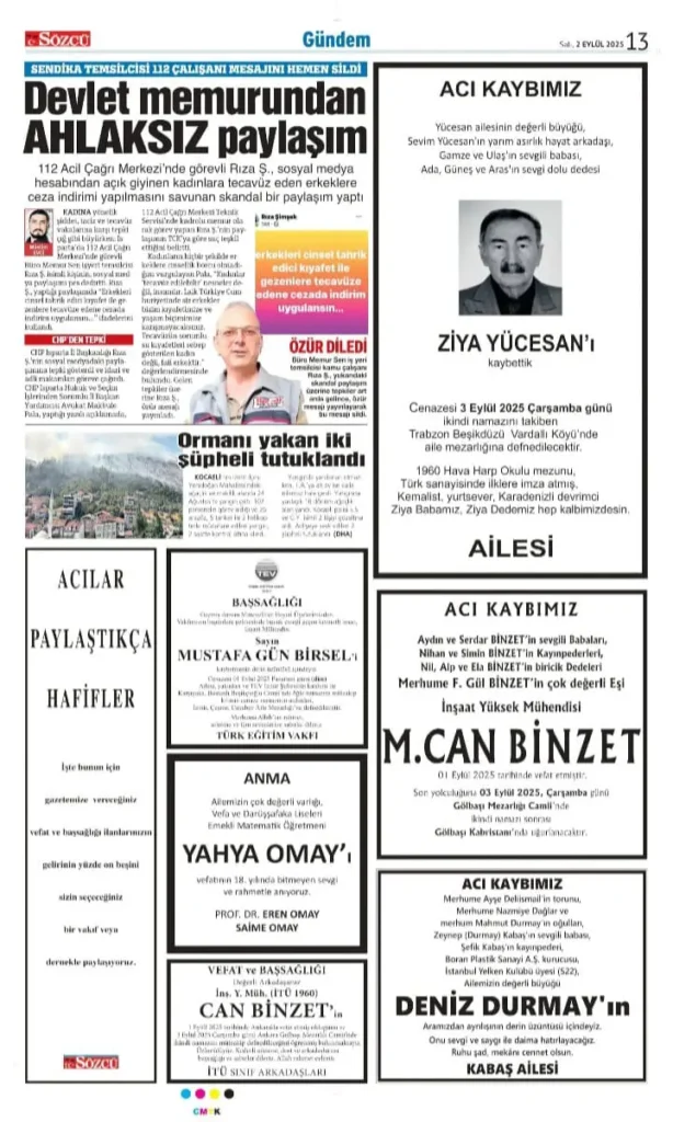 2 Eylül Salı İlanları