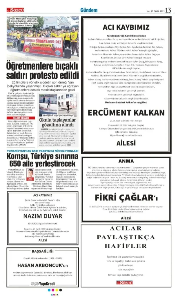 23 Eylül 2025 İlanları