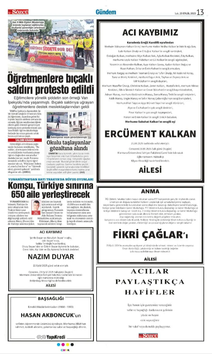 23 Eylül 2025 İlanları