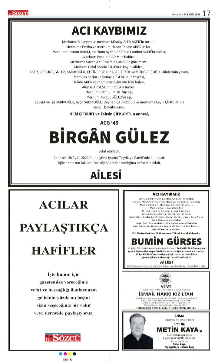 25 Eylül İlanları