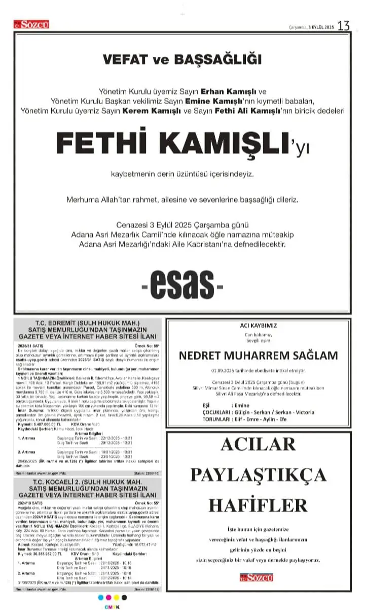3 Eylül İlanları