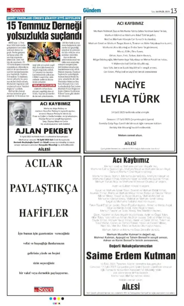 16 Eylül İlanları