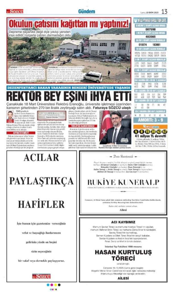 Sözcü 10 Ekim İlanları