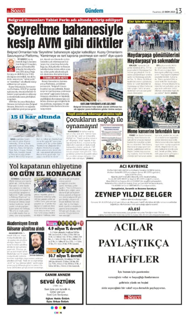 Sözcü 13 Ekim İlanları