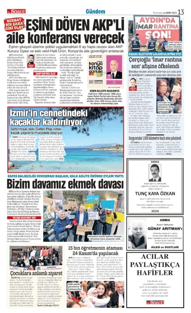 Sözcü 16 Ekim İlanları