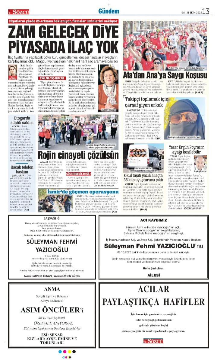 Sözcü 21 Ekim İlanları