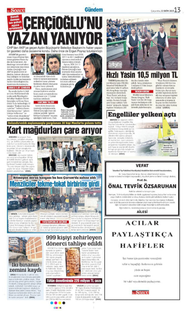 Sözcü 22 Ekim İlanları