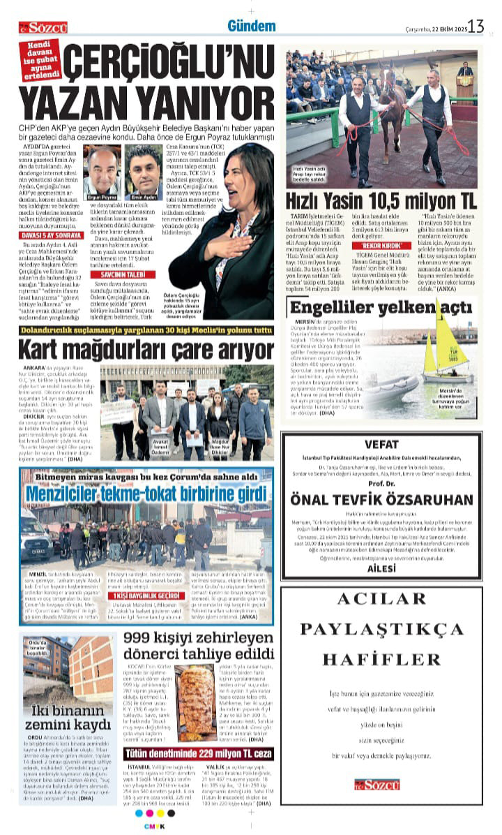 Sözcü 22 Ekim İlanları