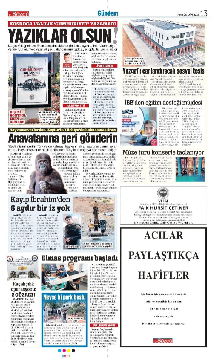 Sözcü 26 Ekim İlanları