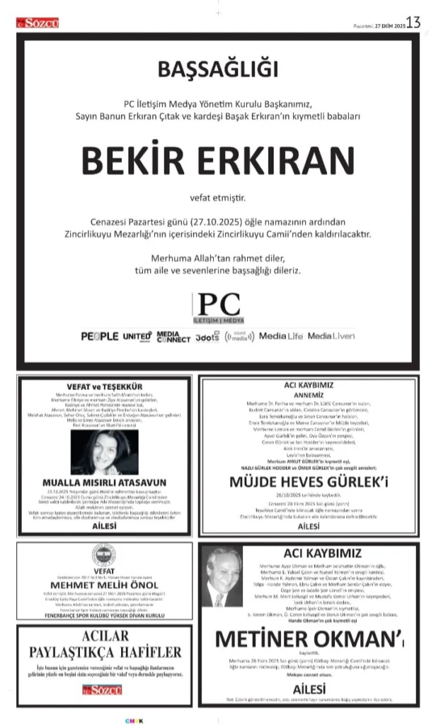 Sözcü 27 Ekim İlanları