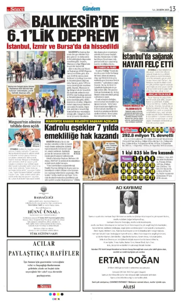 Sözcü 28 Ekim İlanları