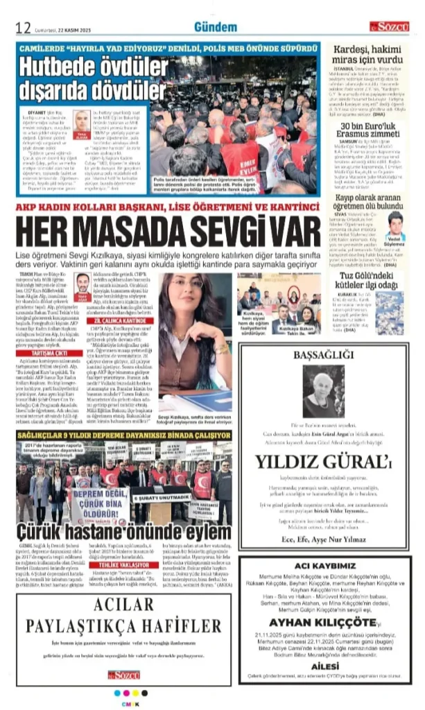 Sözcü Gazetesi 22 Kasım İlanları