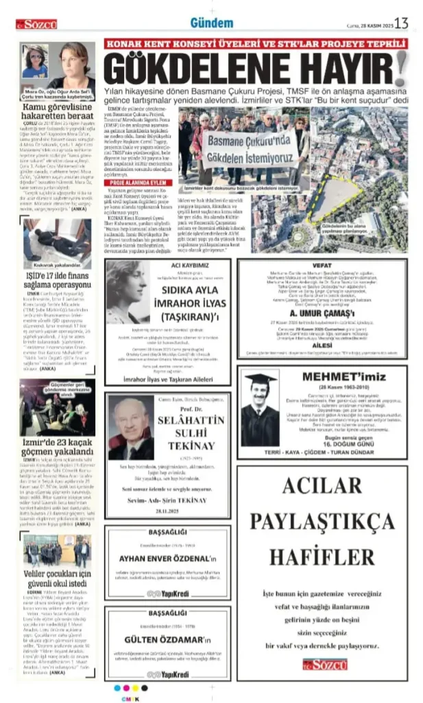 Sözcü Gazetesi 28 Kasım İlanları