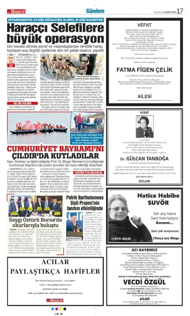 Sözcü Gazetesi 3 Kasım İlanları