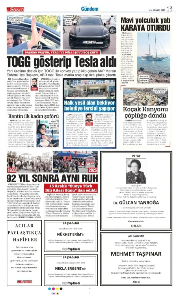 Sözcü 4 Kasım İlanları