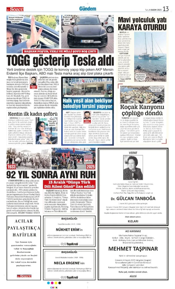 Sözcü 4 Kasım İlanları