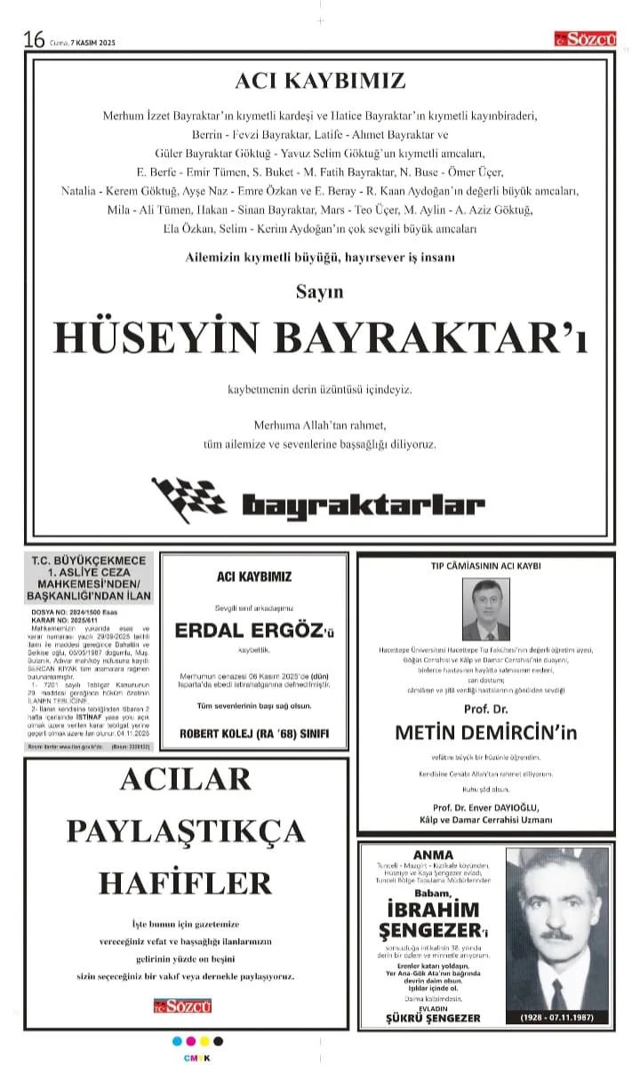 Sözcü Gazetesi 7 Kasım İlanları 4