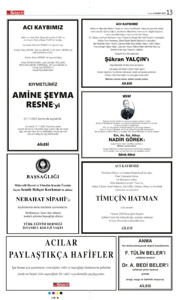 9 Kasım İlanları 2