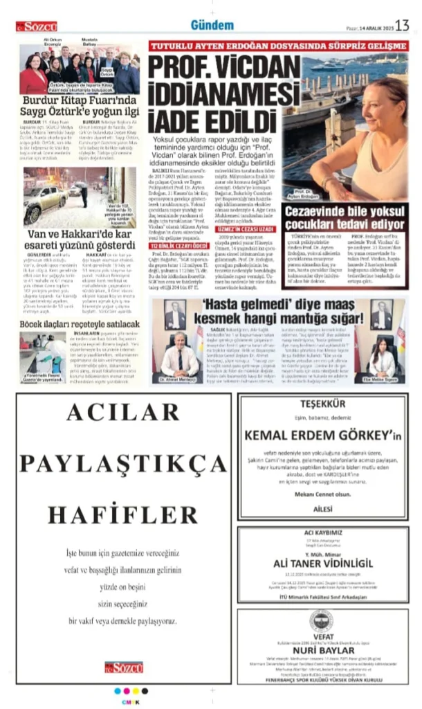 Sözcü gazetesi 14 Aralık İlanları