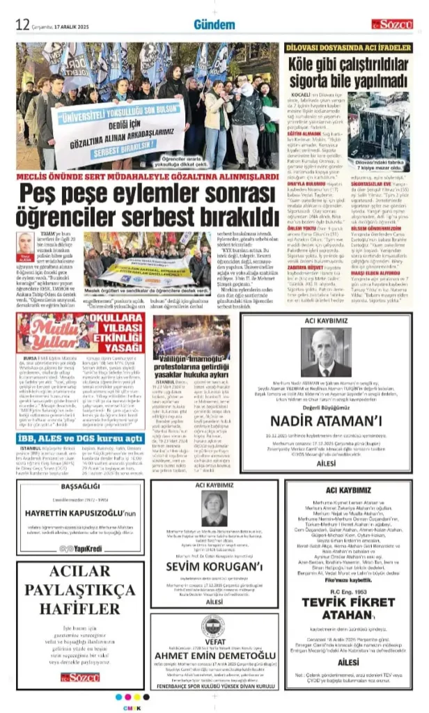 Sözcü 17 Aralık İlanları