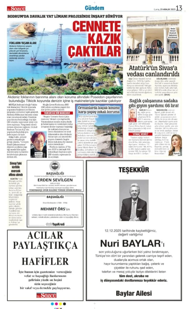 Sözcü Gazetesi 19 Aralık İlanları