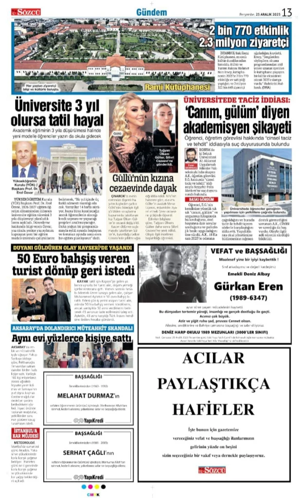 Sözcü 25 Aralık 2025 İlanları