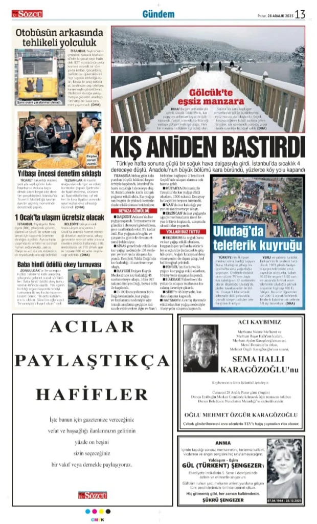 Sözcü Gazetesi 28 Aralık 2025