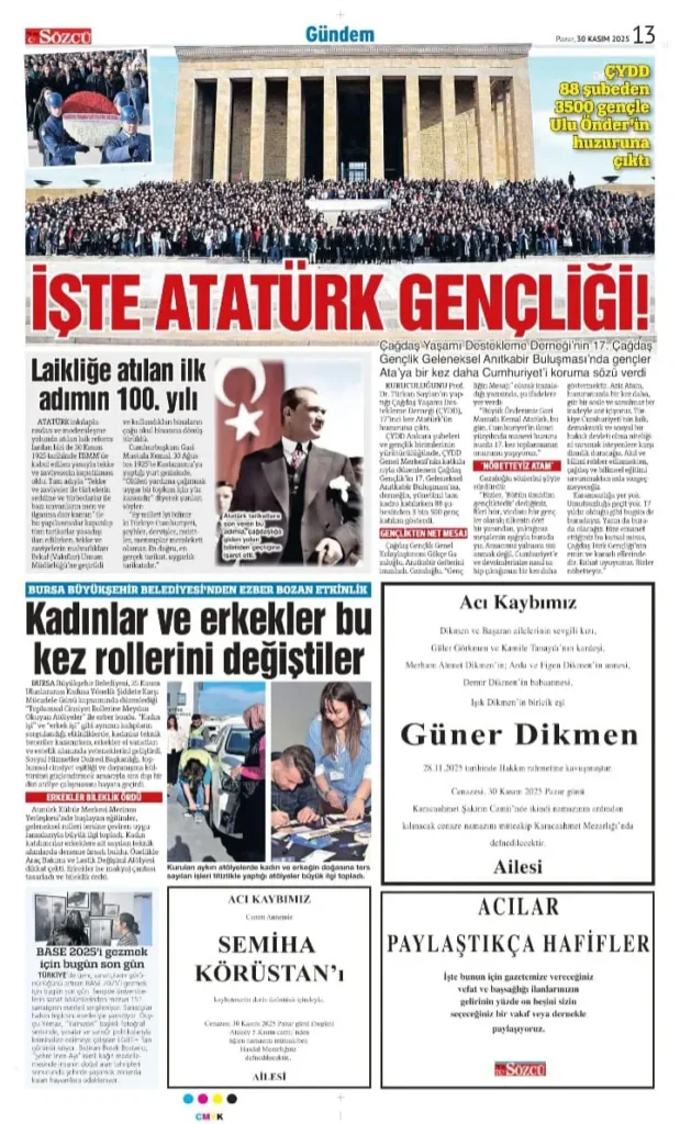 Sözcü Gazetesi 30 Kasım İlanları