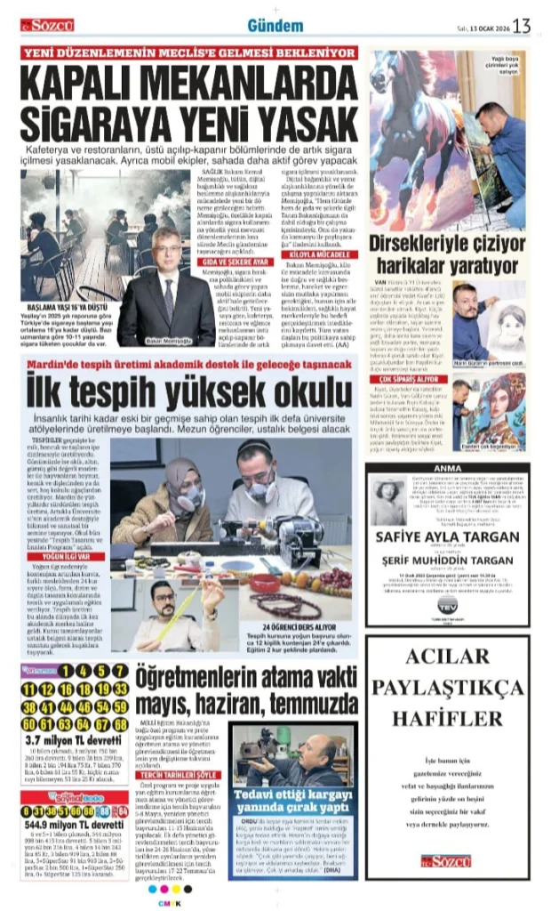 Sözcü Gazetesi 13 Ocak 2026 İlanları